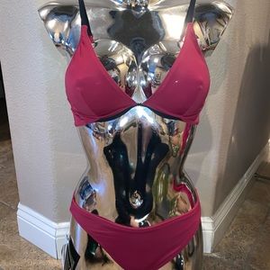Back in Stock! NWT Maroon Bikini Set W/ Black Straps